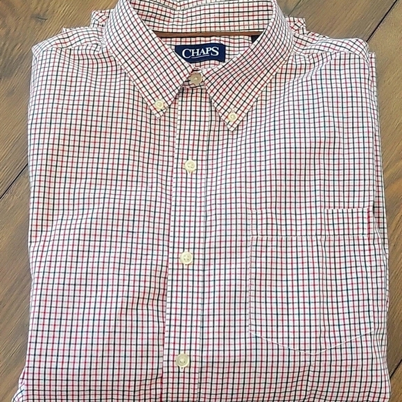 Chaps Mens Long Sleeve Button Down Red/white/black Striped, Size Med - Picture 3 of 7